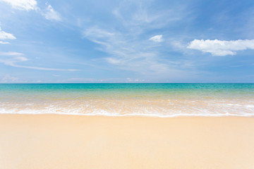 Fototapeta na wymiar Landscape summer beach background, with sunny sky at the sea in Phuket,Thailand.