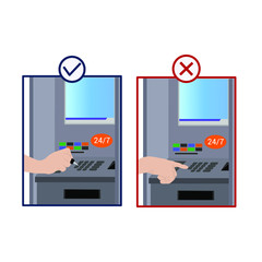 Do not touch ATM keyboard with your finger, do it with your key. Prevention spread of Covid-19 virus.