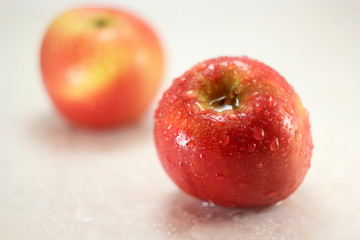 Wet apples. Focused and unfocused. Small depth of field