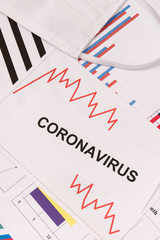 Downward graphs representing financial crisis caused by coronavirus. Covid-19