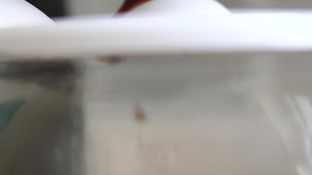 frisch gemahlener koffeinhaltiger Bohnenkaffee wird in einer Kaffeemaschine zu Kaffee zubereitet und flie&szlig;t in eine gl&auml;serne Kaffeekanne um zum Fr&uuml;hst&uuml;ck im B&uuml;ro serviert zu werden