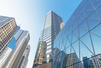 Exterior of high rise office building in downtown of Hong Kong city