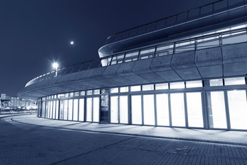 The entrance of shopping mall at night