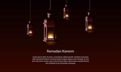Vector graphic of Ramadan Kareem with Lantern. Fit for greeting card, wallpaper and other.