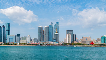 Fototapeta premium Modern urban architectural landscape of Qingdao, China..