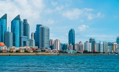 Modern urban architectural landscape of Qingdao, China..