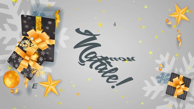 buon natale e felice anno nuovo written in festive typography with souvenir boxes candy canes galaxy and flake lying surrounding as decoration