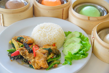 Stir-Fried Spicy Fish and dimsum