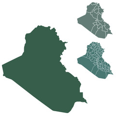 Iraq map outline administrative regions vector template for infographic design. Administrative borders.