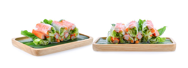 Salad Rolls on white background