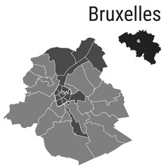 Bruxelles map Brussels districts administrative vector template with Belgium map
