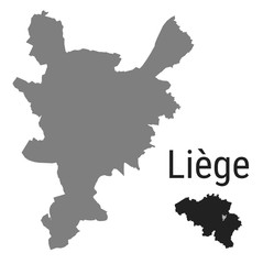 Liege map Liège Luik districts administrative vector template with Belgium map