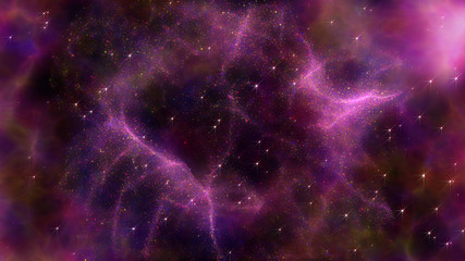 3D Illustration Red Bluish Space Nebula And Stars In The Galaxy Of The Universe