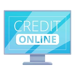 Monitor online credit icon. Cartoon of monitor online credit vector icon for web design isolated on white background