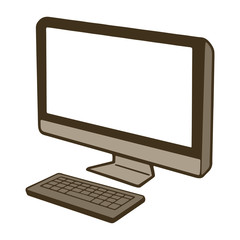 デスクトップパソコンとキーボードのイラスト