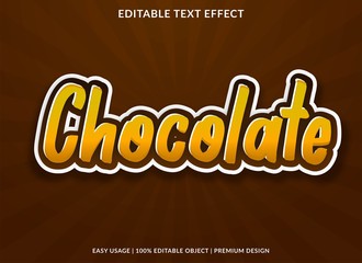 chocolate  text effect template with bold text and cartoon style use for brand label and logotype 