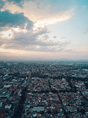 Aerial photography of the sunset in Mexico City