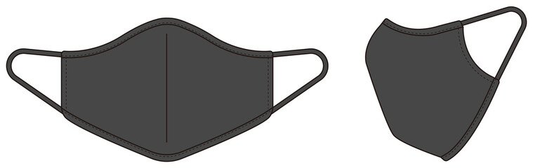 Medical face mask vector template illustration / charcoal, dark gray