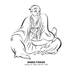 前田 利家（1539 – 1599）　日本の歴史　人物　書画風イラスト