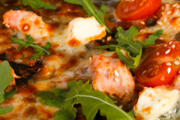 Pizza with salmon and mozzarella