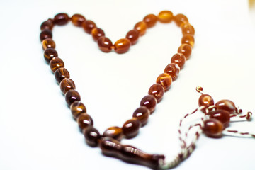praying beads shape like heart, stock photo