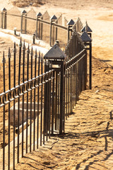 Metal fence in the desert of africa, nature.