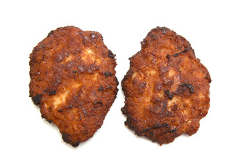 Fried meatballs isolated on a white background.