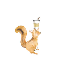 ドリンクを運ぶリス