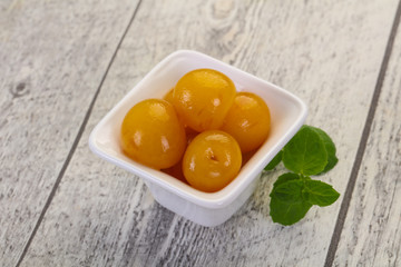 Yellow ripe cherry dessert