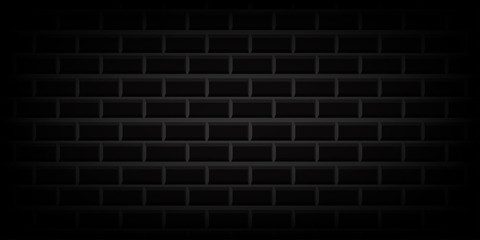 Black brick wall texture vector illustration using as background and wallpaper with copy space.
