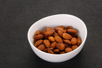Almonds nuts heap