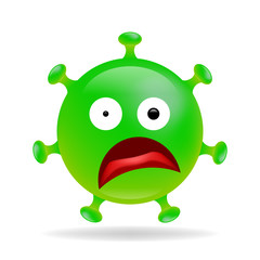 Smile emoji coronavirus infection bacteria character. Cartoon virus vector illustration