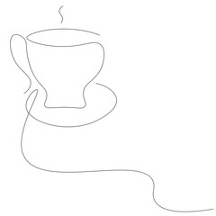Cup of coffee one line drawing vector illustration
