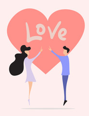 Love couple vector gift card design template