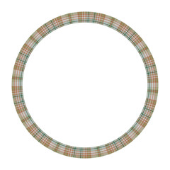 Round frame vector vintage pattern design template. Circle border designs plaid fabric texture. Scottish tartan background for collage art, gif card, handmade crafts.