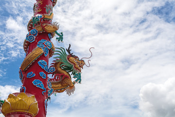 Chinese style dragon statue on natural light