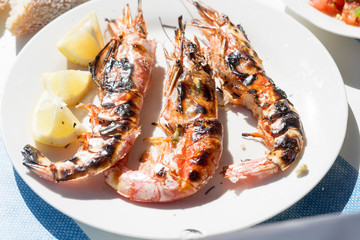 Barbecued shrimps with lemons, Essaouira, Morocco 
