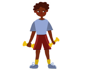 African American child boy doing sports