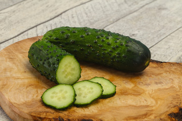 Ripe fresh green two cucumbers