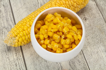 Young corn seeds in the bowl