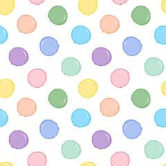 Vector seamless pattern background with cute and colorful macaron pastry.