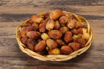 Sweet tasty dry dates in the basket