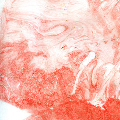 Watercolor illustration. Marble texture. Red color. Water spot.