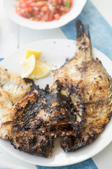 Grilled fish, barbecue, Essaouira, Morocco 
