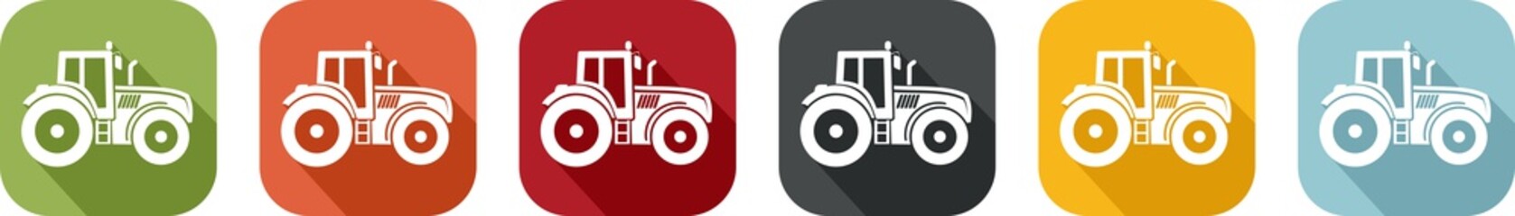 Coloured icon of a tractor for agriculture
