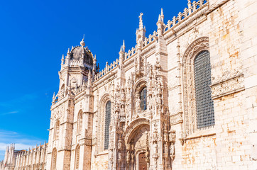 Fototapeta na wymiar The Jeronimos Monastery of the Order of Saint Jerome in Lisbon in Portugal