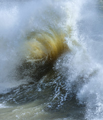 Obraz premium Amzing image of individual wave breaking and cresting during violent windy storm with superb wave detail