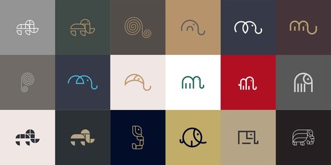 Set of Elephant Logo Design