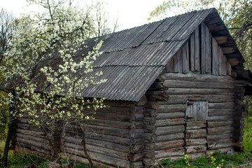 Fototapeta na wymiar old wooden house russian authentic
