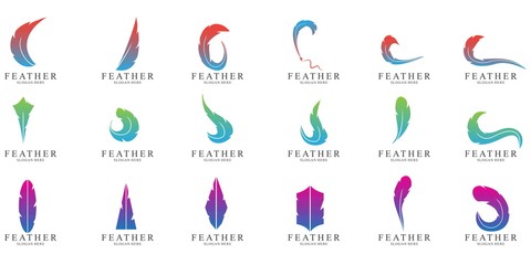 Set of Feather logo design